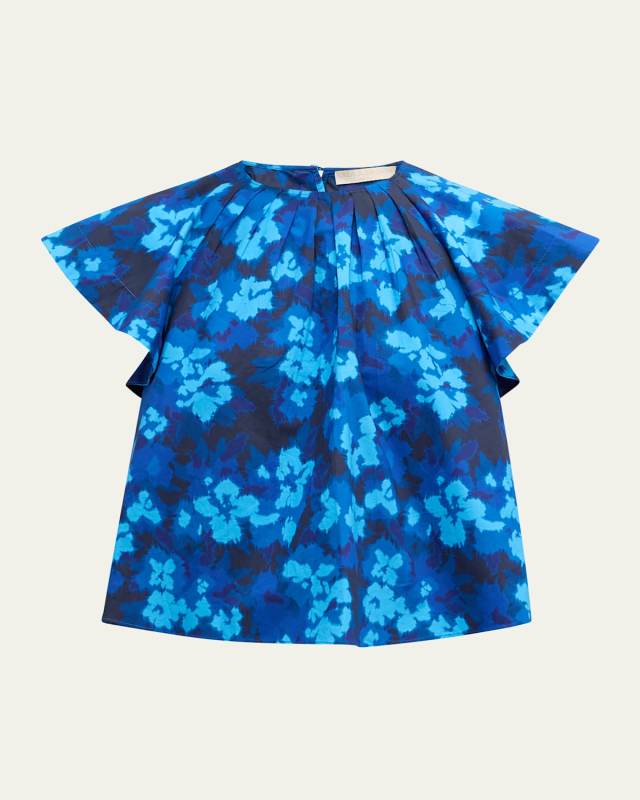 Rumi Floral Flutter-Sleeve Top